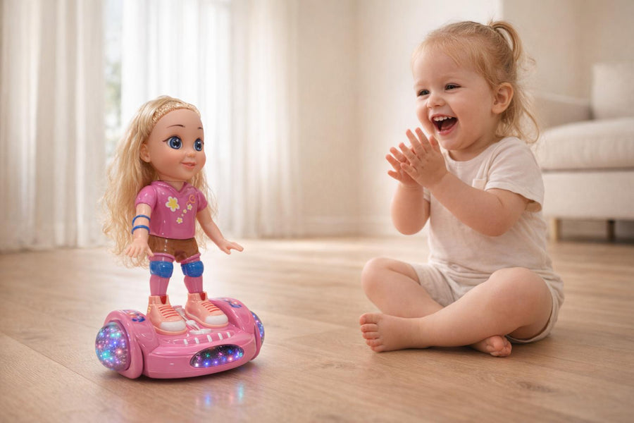 Battery Operated Dancing Doll – Moving Scooter Toy, Ages 3+