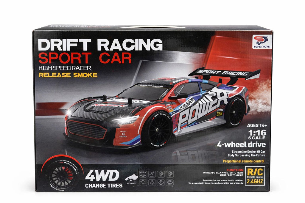 1:16 RC Drift Racing Sport Car – 4WD High‑Speed Remote Control Car with Smoke Effect, 2.4GHz