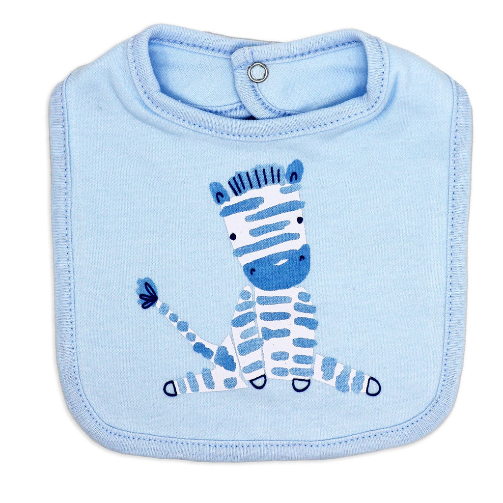 Blue Zebra Newborn 8 Piece Gift Set – 100% Cotton Layette & Toy