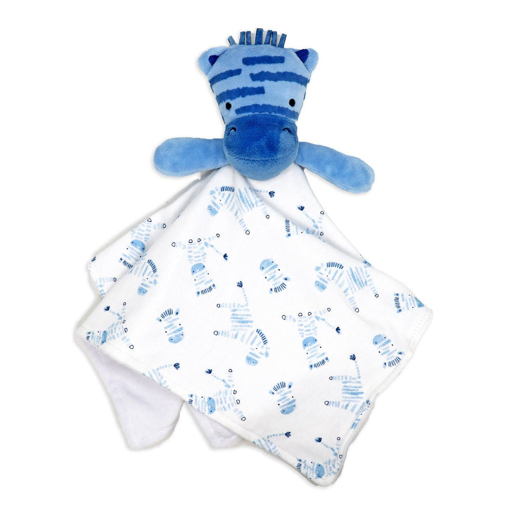 Blue Zebra Newborn 8 Piece Gift Set – 100% Cotton Layette & Toy