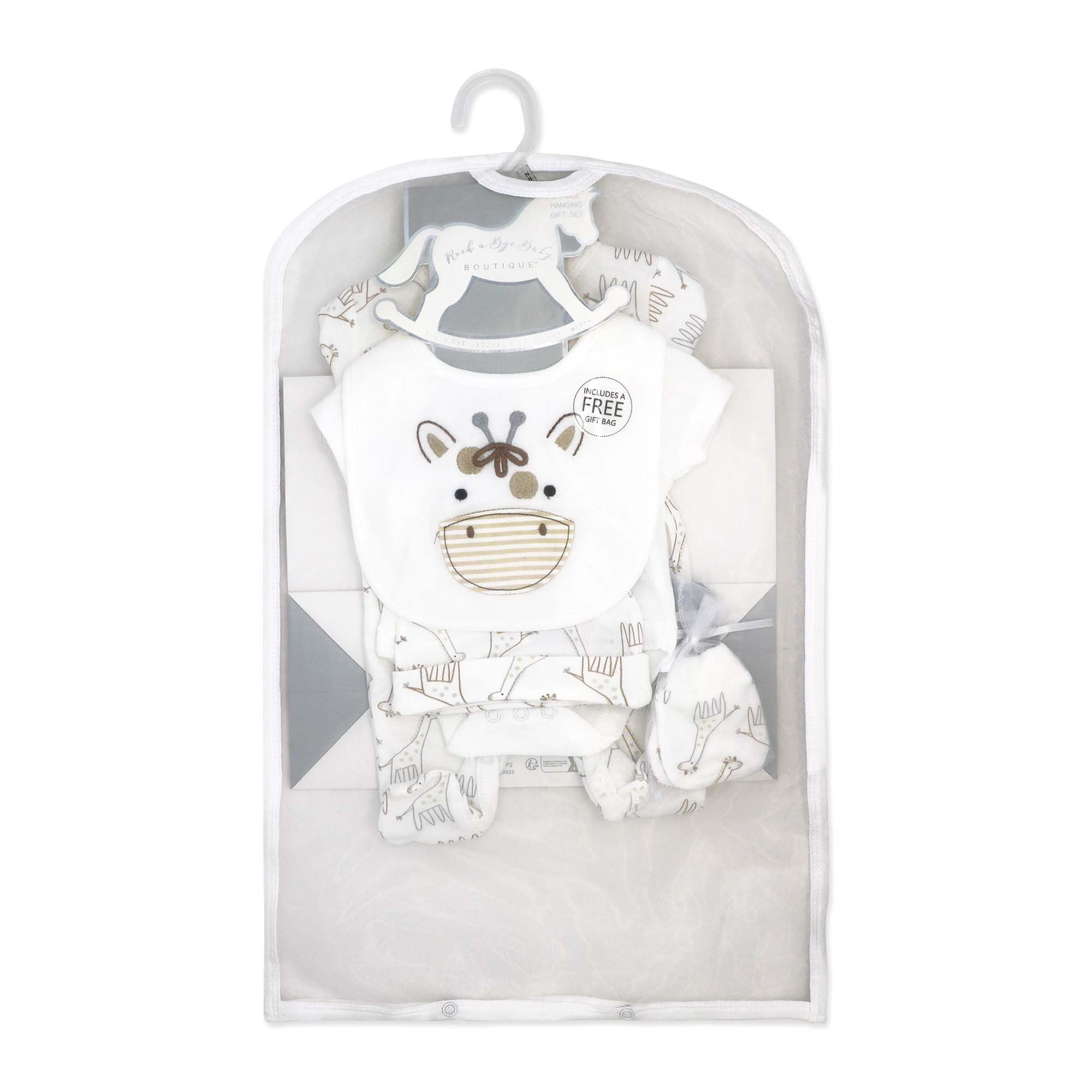 Giraffe 5 Piece Baby Layette Gift Set – 100% Cotton