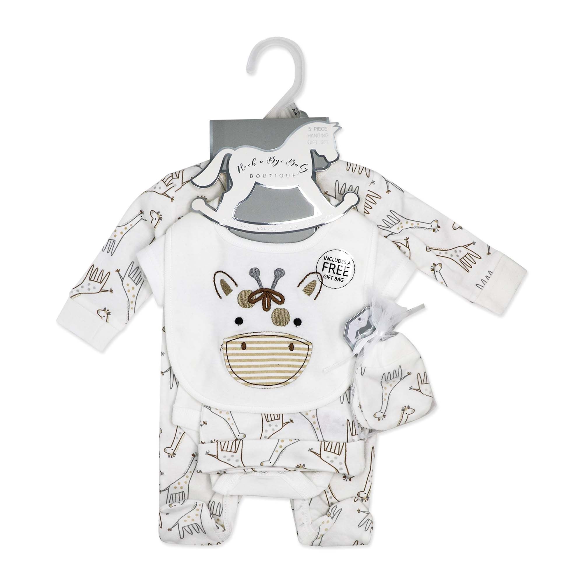 Giraffe 5 Piece Baby Layette Gift Set – 100% Cotton