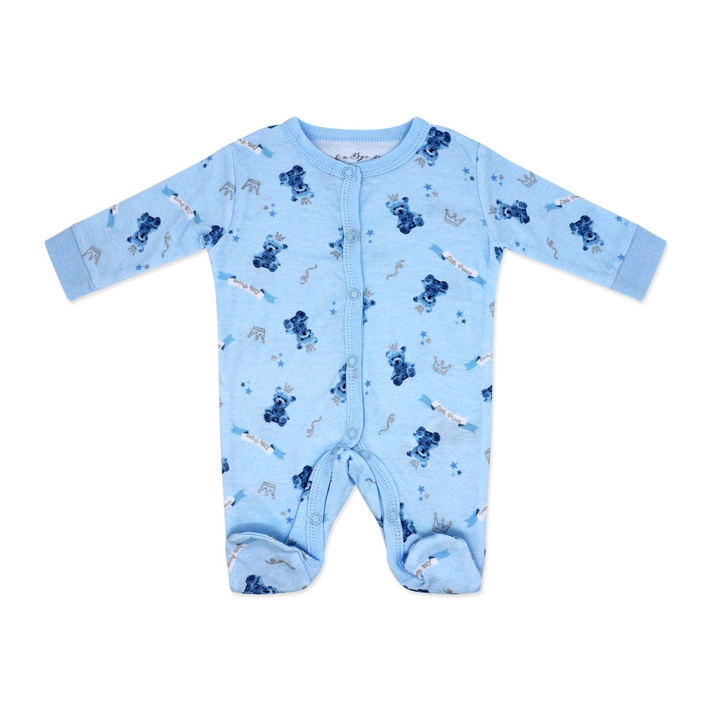 Blue Teddy Bear 5 Piece Baby Layette Gift Set – 100% Cotton