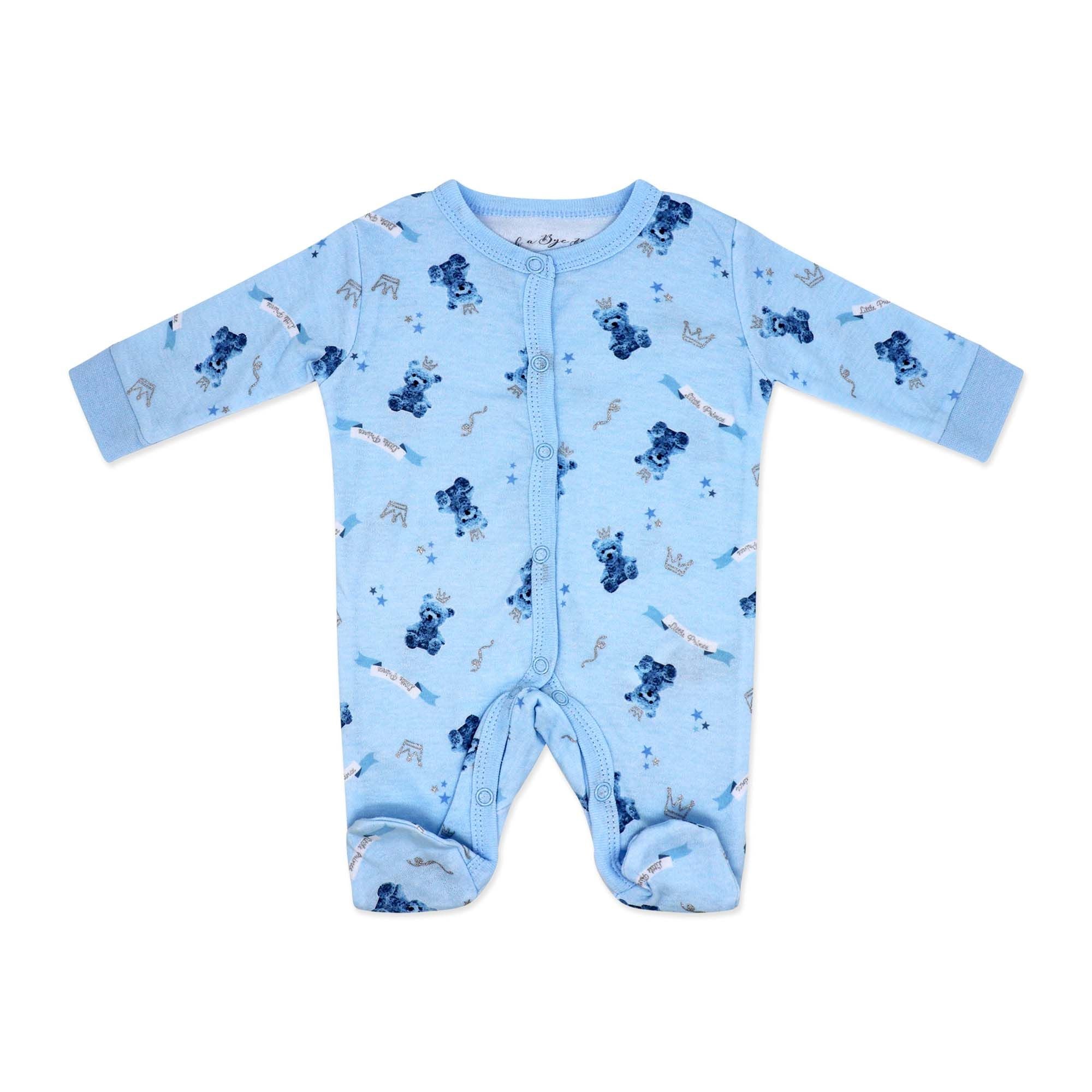 Blue Teddy Bear 5 Piece Baby Layette Gift Set – 100% Cotton
