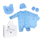 Blue Space 5 Piece Baby Layette Gift Set – 100% Cotton