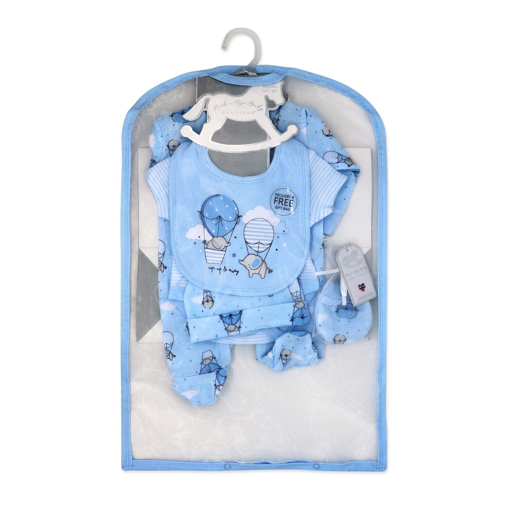 Blue Balloon 5 Piece Baby Layette Gift Set – 100% Cotton