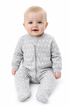Grey Polka Dot Baby Sleeper-100% Cotton