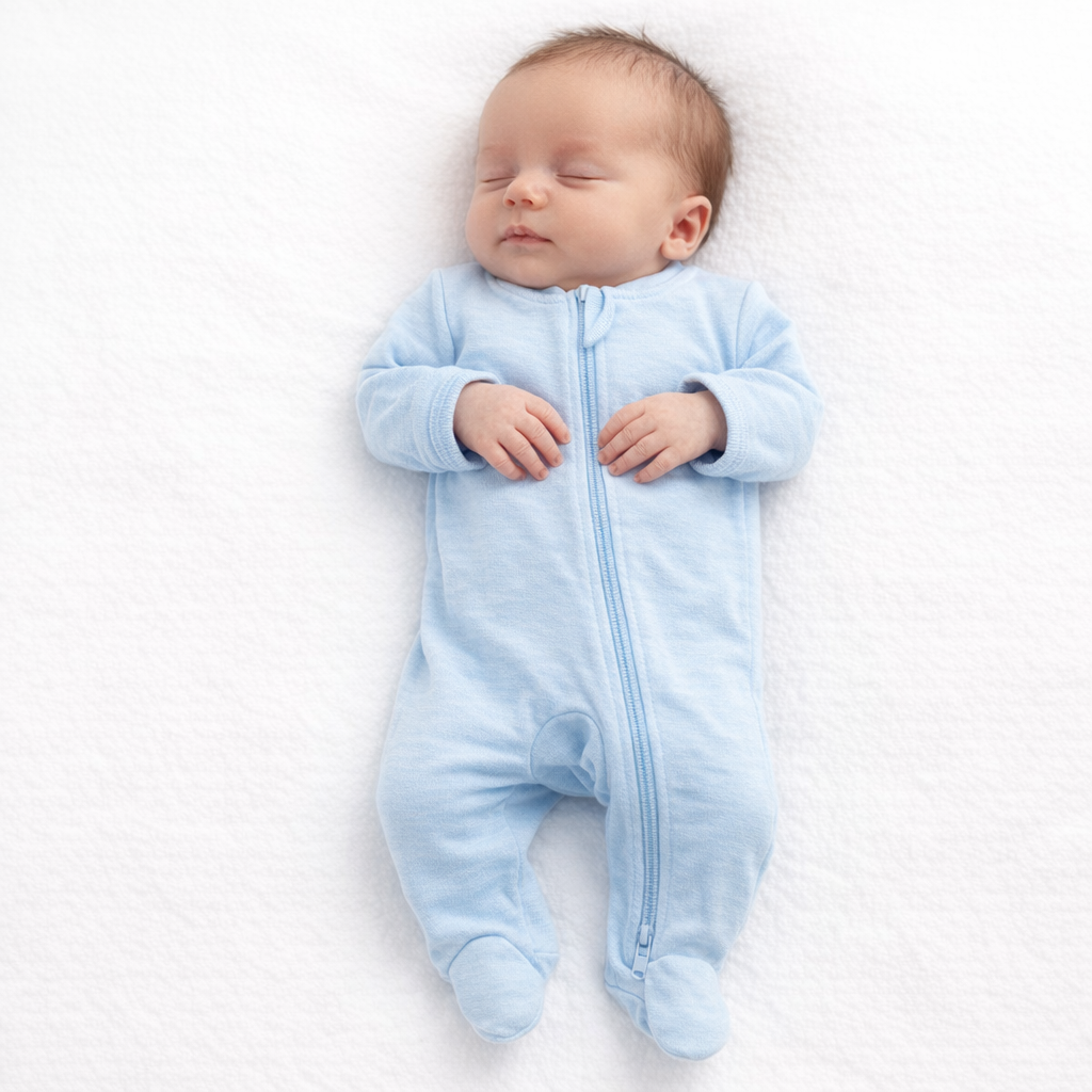 Blue Zip Baby Sleeper| One Piece – 100% Cotton