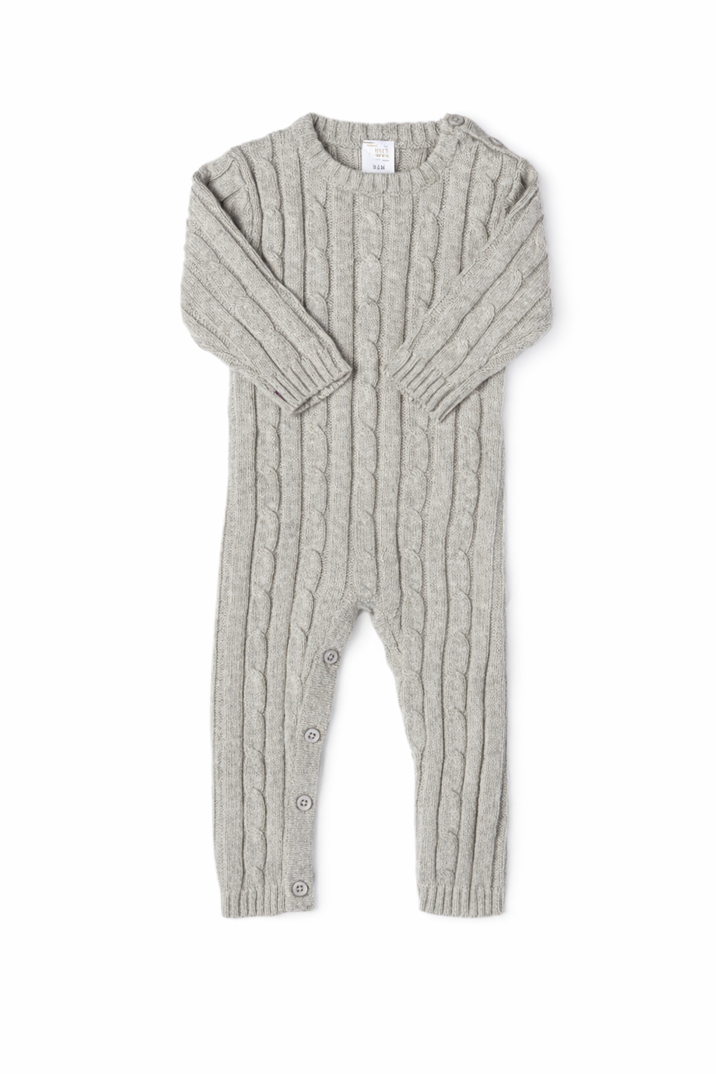 Grey Cable Knit Baby Bodysuit – 100% Cotton