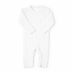 White Cable Knit Baby Romper – 100% Cotton