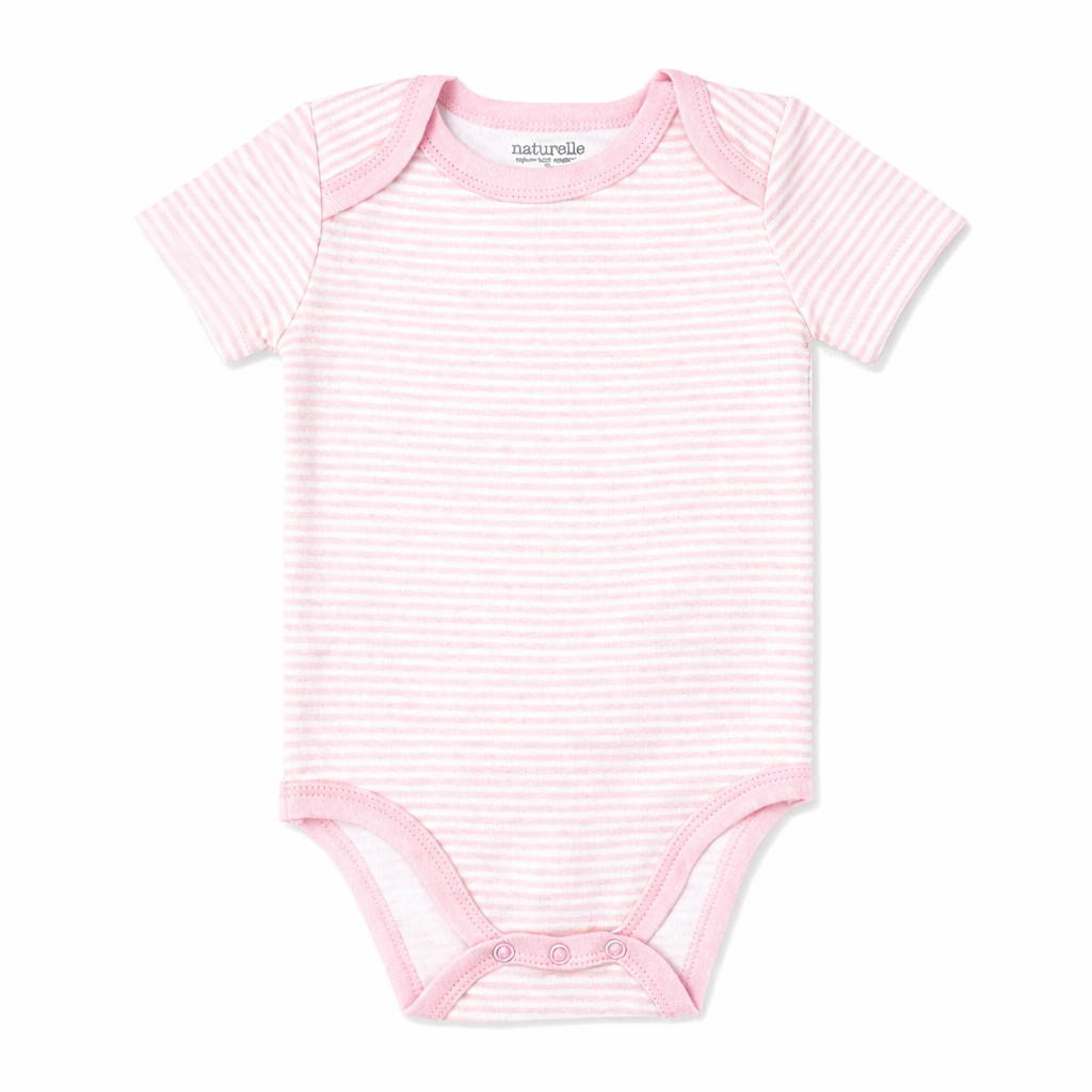 4 Pack Pink Heart Baby Bodysuits – 100% Cotton