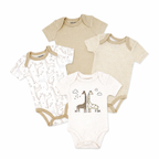 4 Pack Neutral Giraffe Baby Bodysuits – 100% Cotton