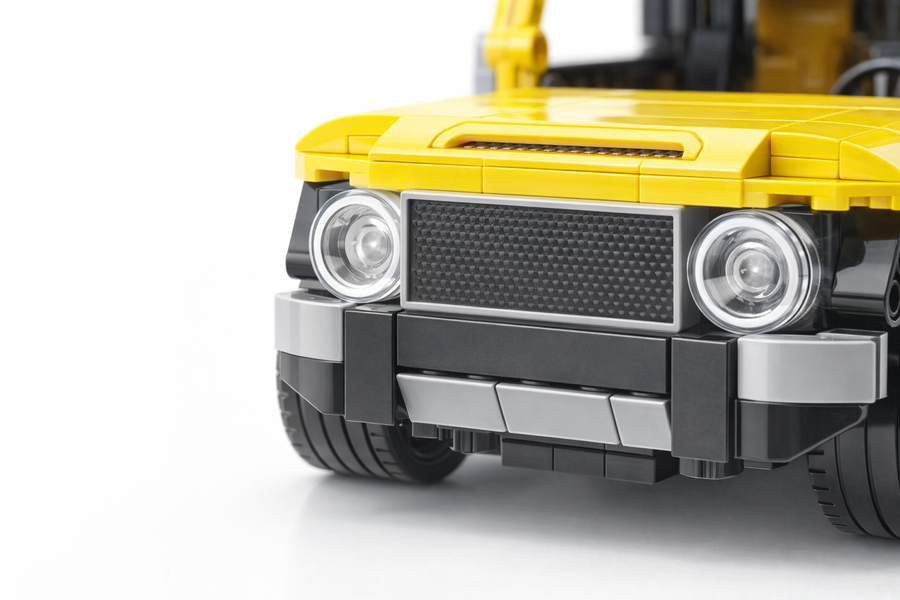 Yellow Cruiser Building Block Car Set (497 Pieces) – Pullback Vehicle (Ages 6+)