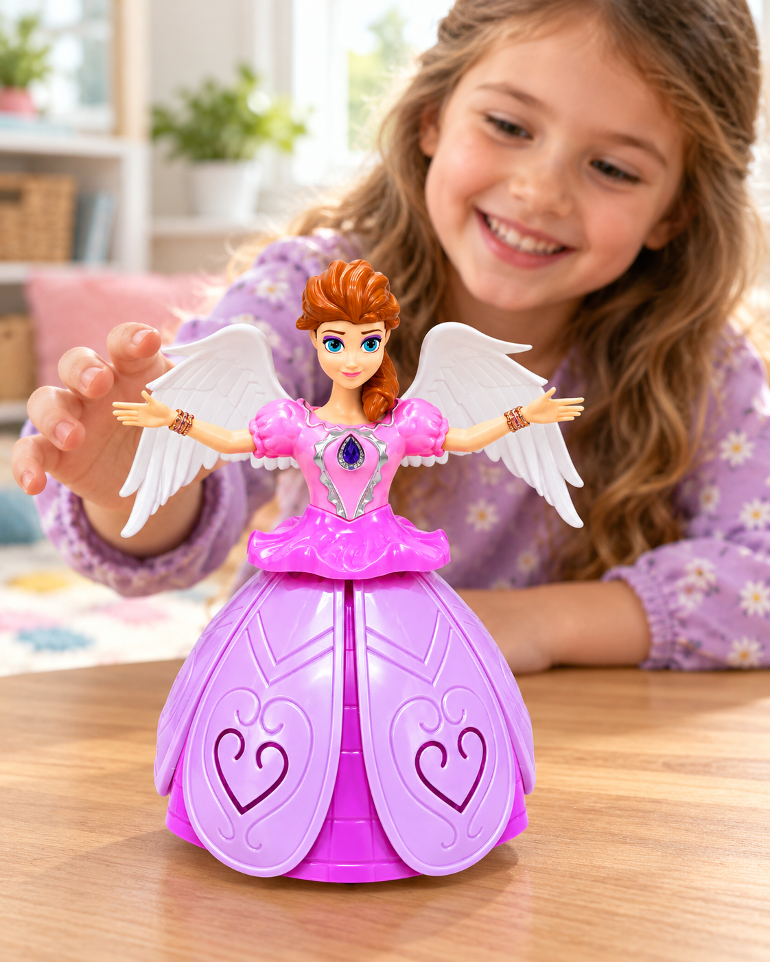 Angel Girl Dancing Princess Doll – Musical Bump &amp; Go Toy with Colourful Lights (3+ Years)
