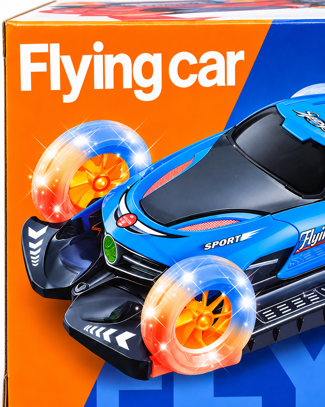 Flying Car Toy – 360° Rotating Stunt Car with LED Lights &amp; Sound | Blue