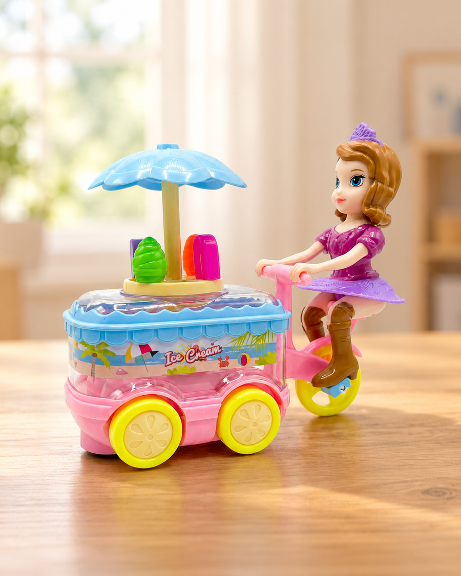 Princess Ice Cream Cart Toy – Battery Operated Moving Tricycle, Ages 3+