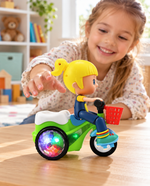Stunt Tricycle Girl Toy – 360° Rotating Lights & Music (Age 3+)