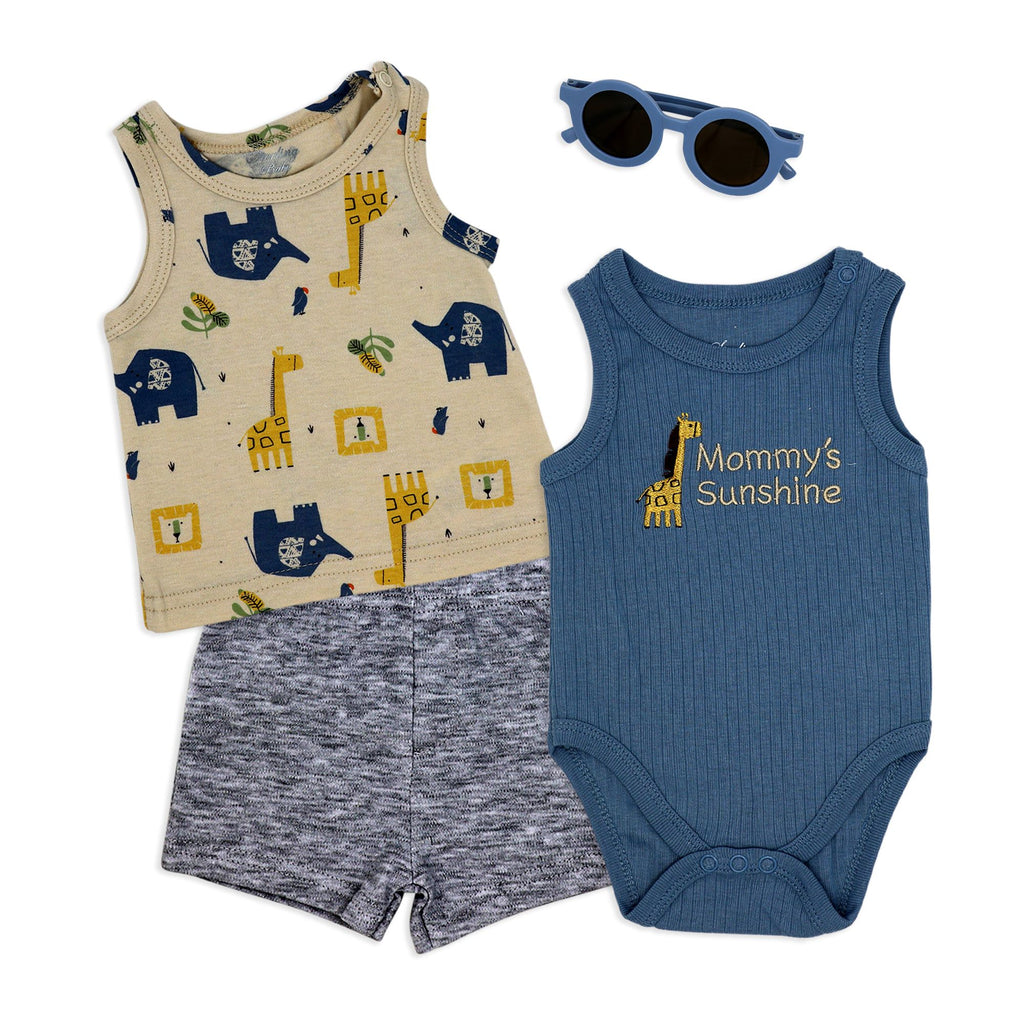 Safari Tank Bodysuit & Short Set with Sunglasses – Baby 9M