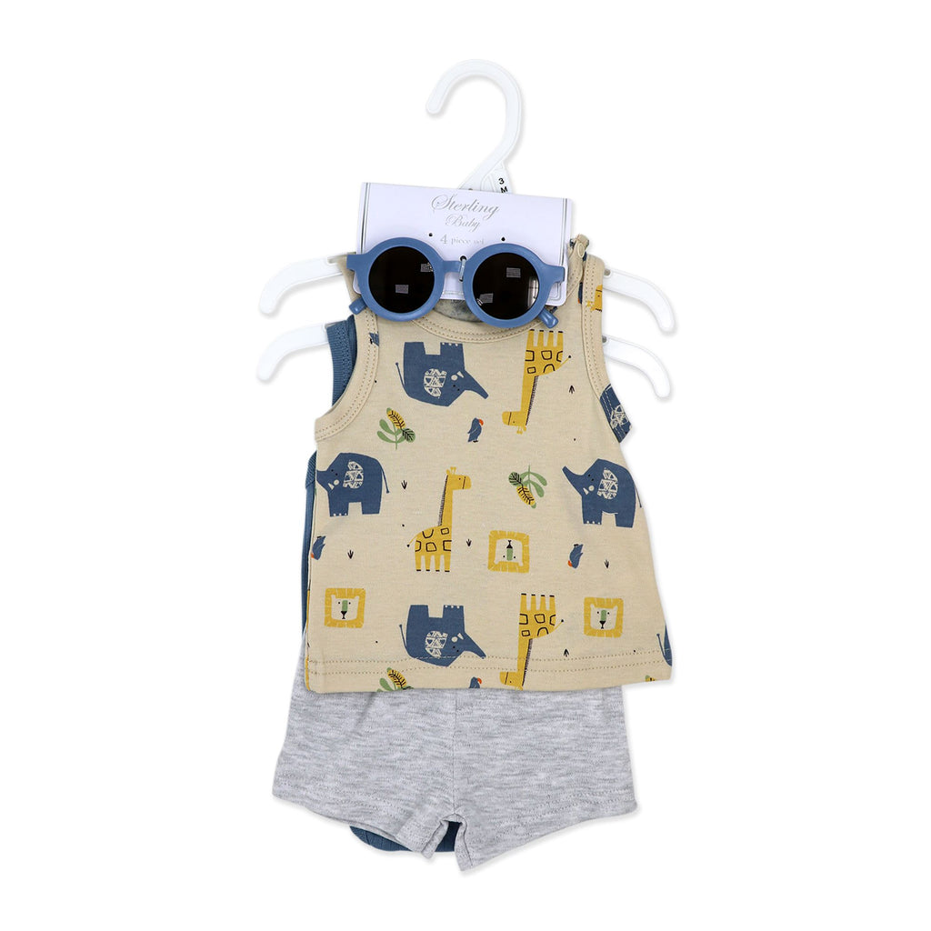 Safari Tank Bodysuit & Short Set with Sunglasses – Baby 9M