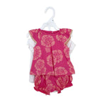 3 Piece Bunny & Floral Baby Girl Dress Set – Bodysuit, Top & Shorts
