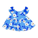 Blue Floral Poplin Tier Dress & Bloomers Set – Baby Girls