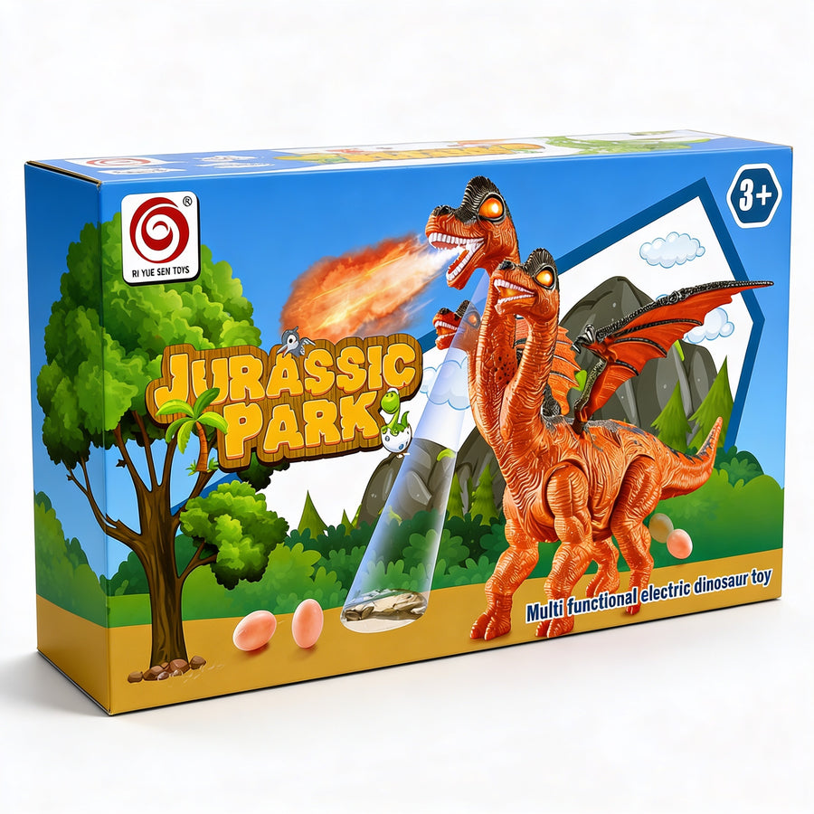 Dinosaur Toy – 3‑Headed Dragon with Eggs, Lights & Sound (Ages 3+)