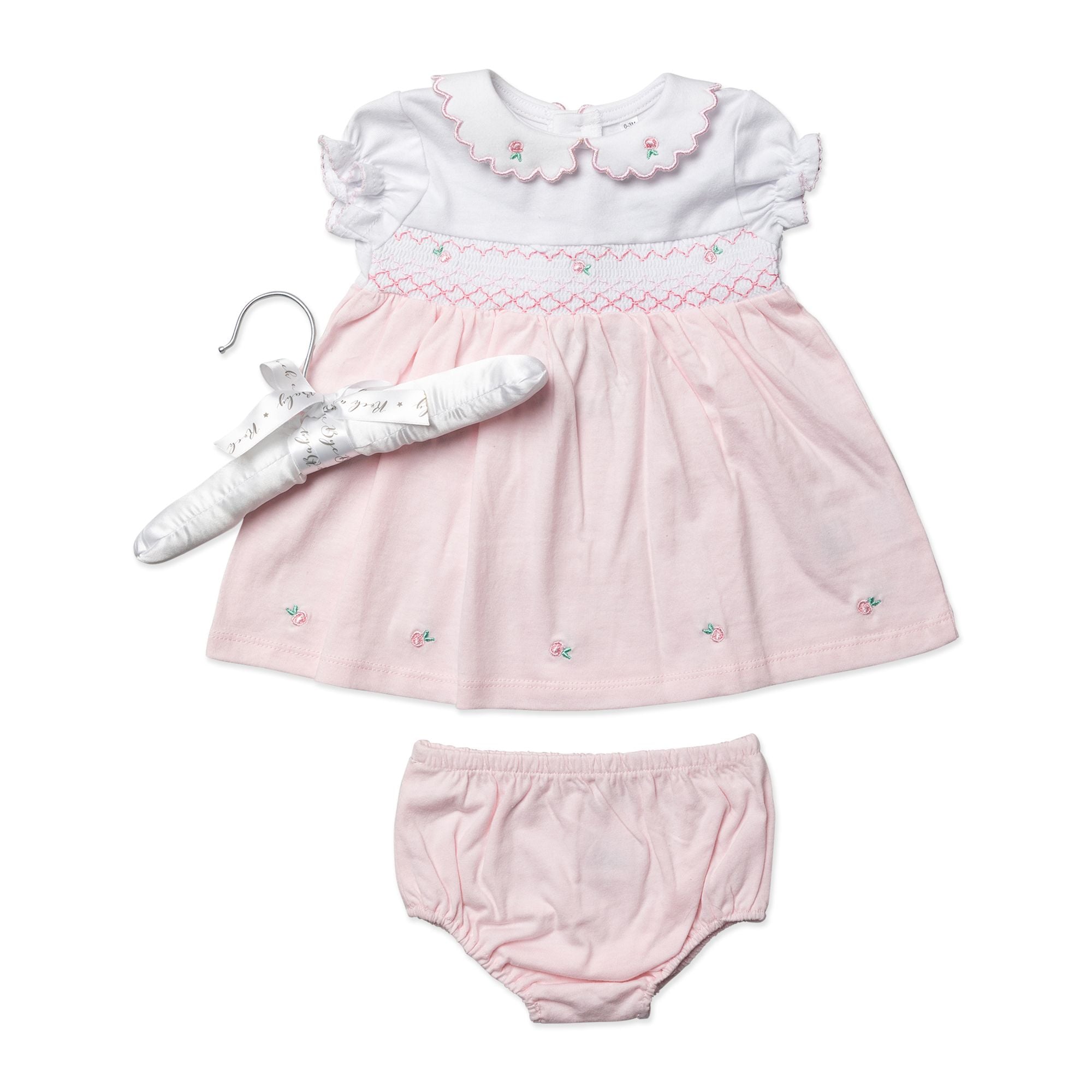 Pink Smocked Baby Dress & Diaper Cover – 100% Cotton